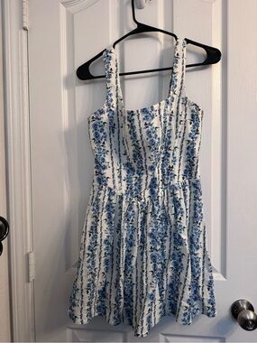 Show Me Your Mumu White Dress with Blue Floral Print